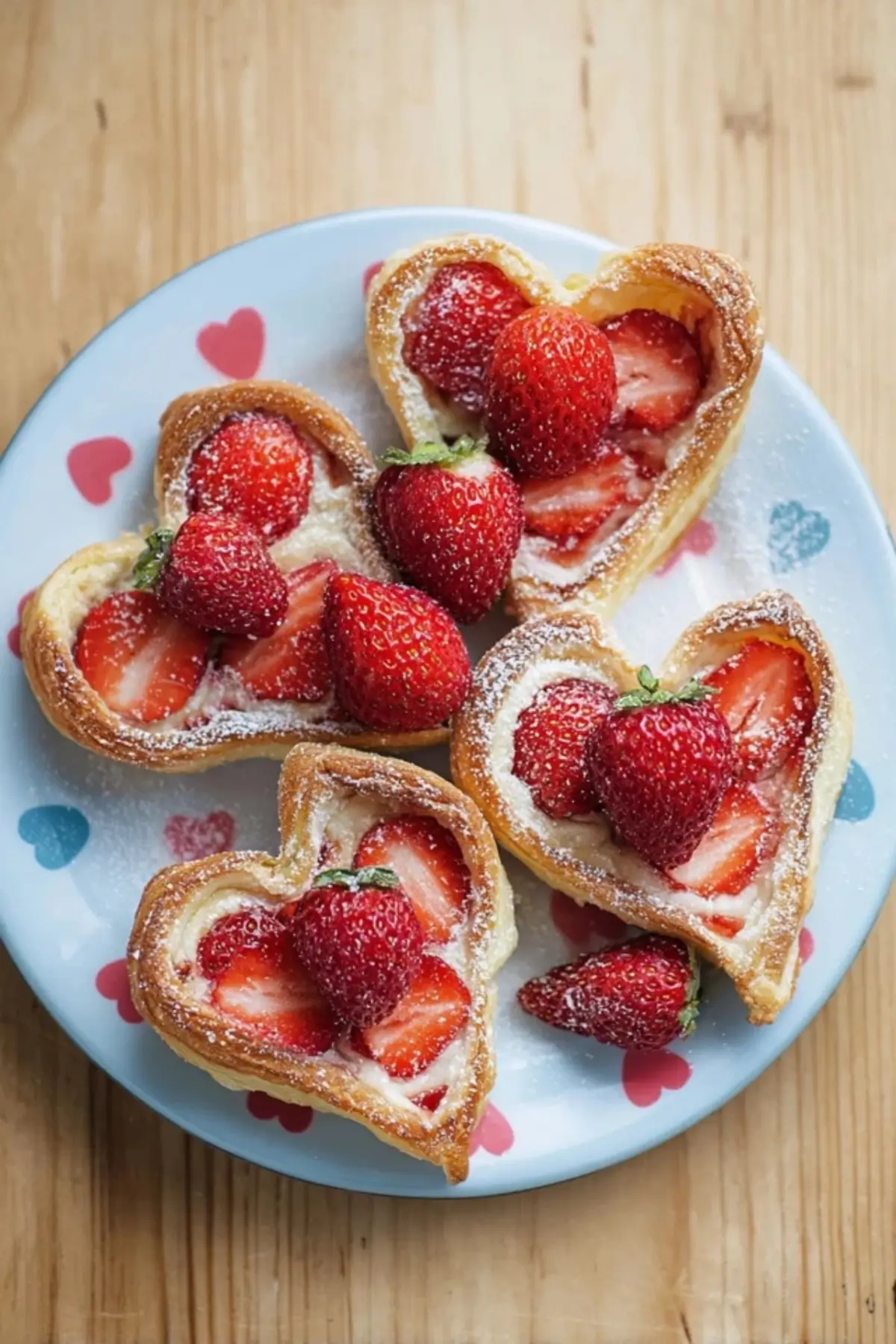 Blätterteigherzen mit Erdbeeren