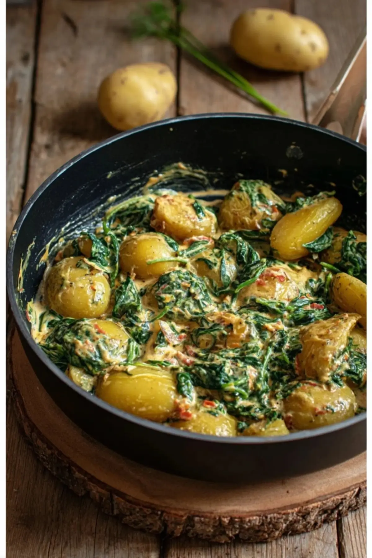 Cremige Spinat Kartoffel Pfanne