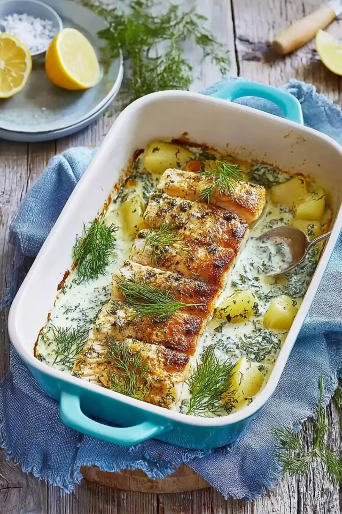 Gebackener Seelachs in Dillrahm