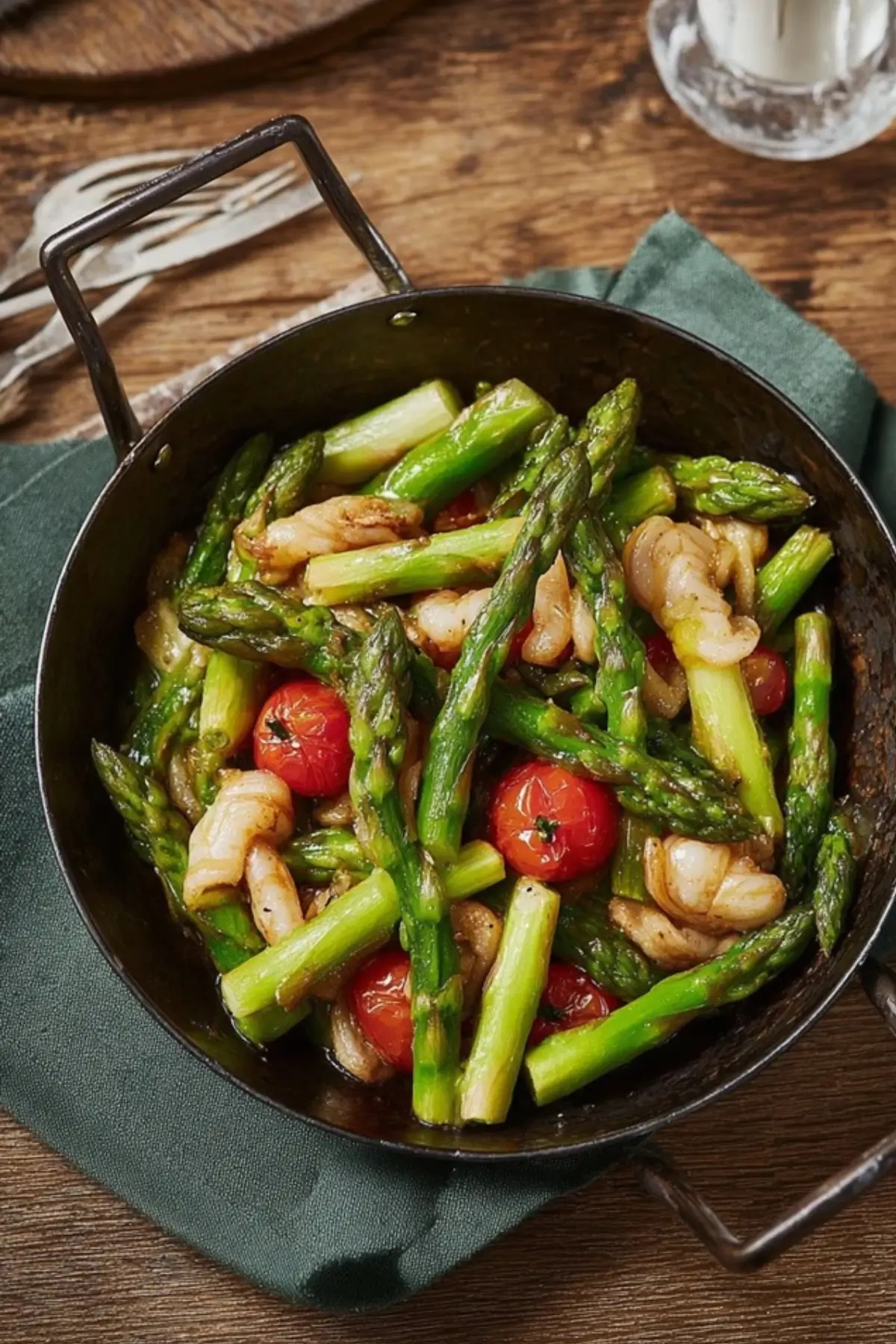 Grüner Spargel Pfanne