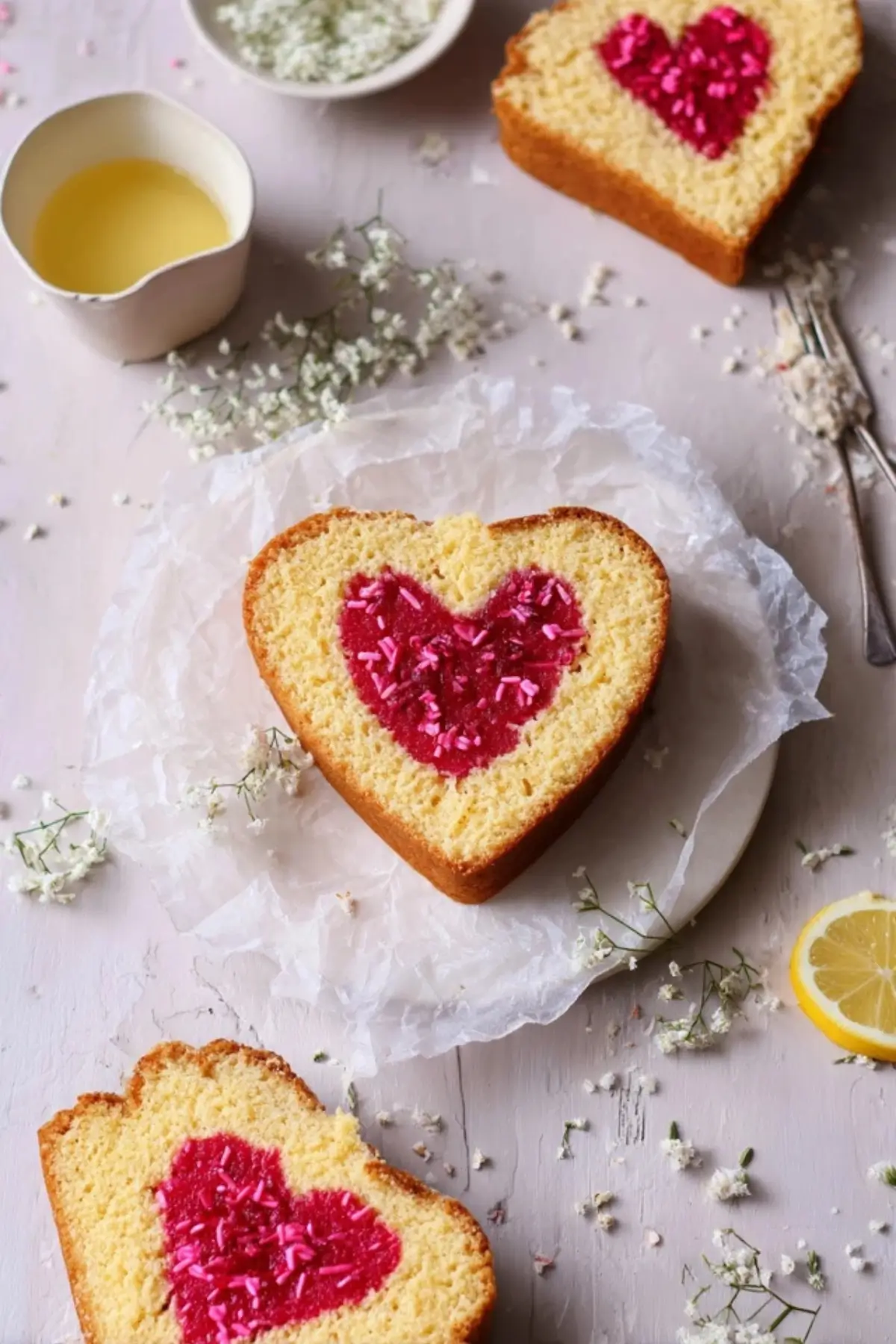 Herz Motivkuchen mit Zitronenguss
