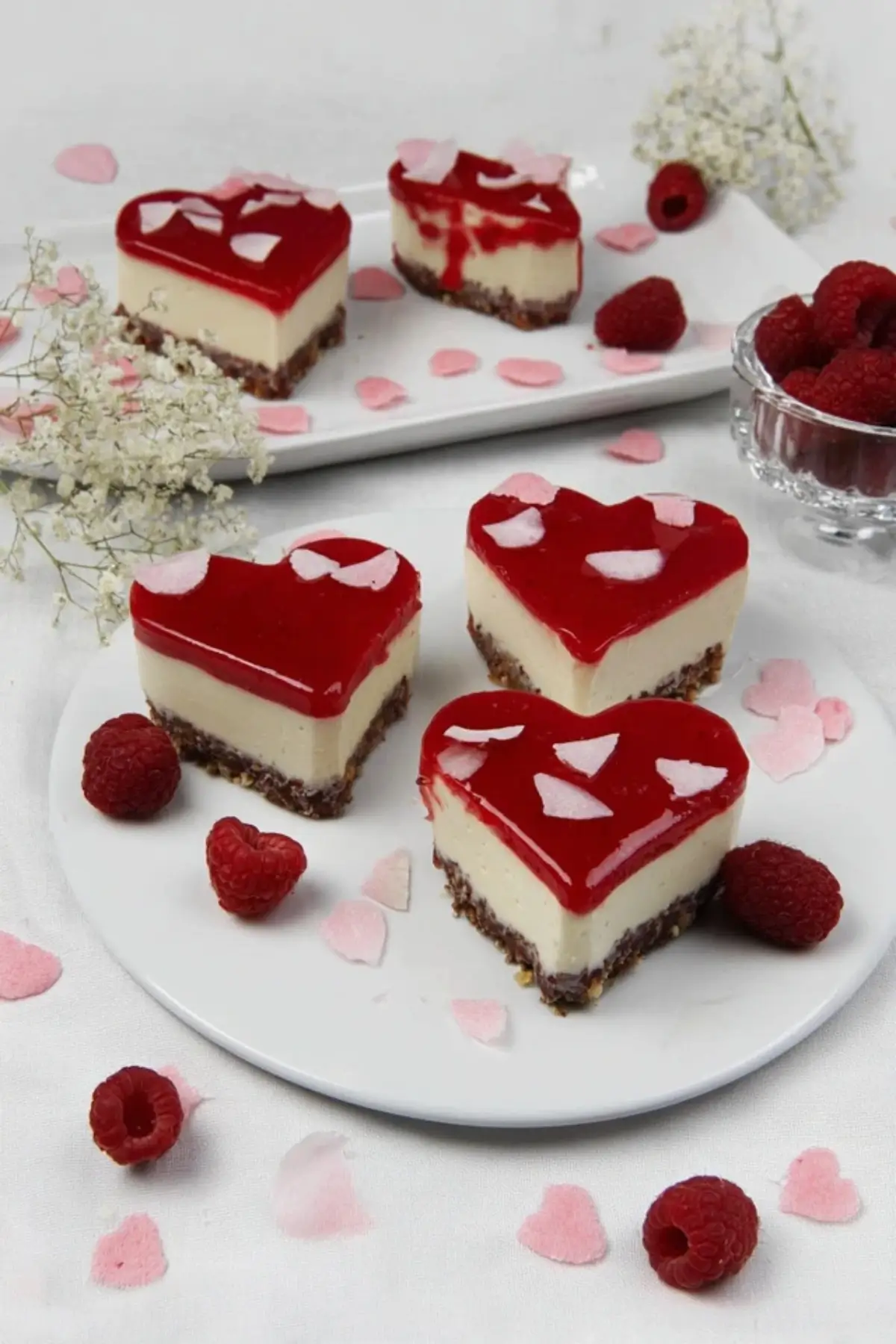 Kokos Herzen mit Himbeer Topping