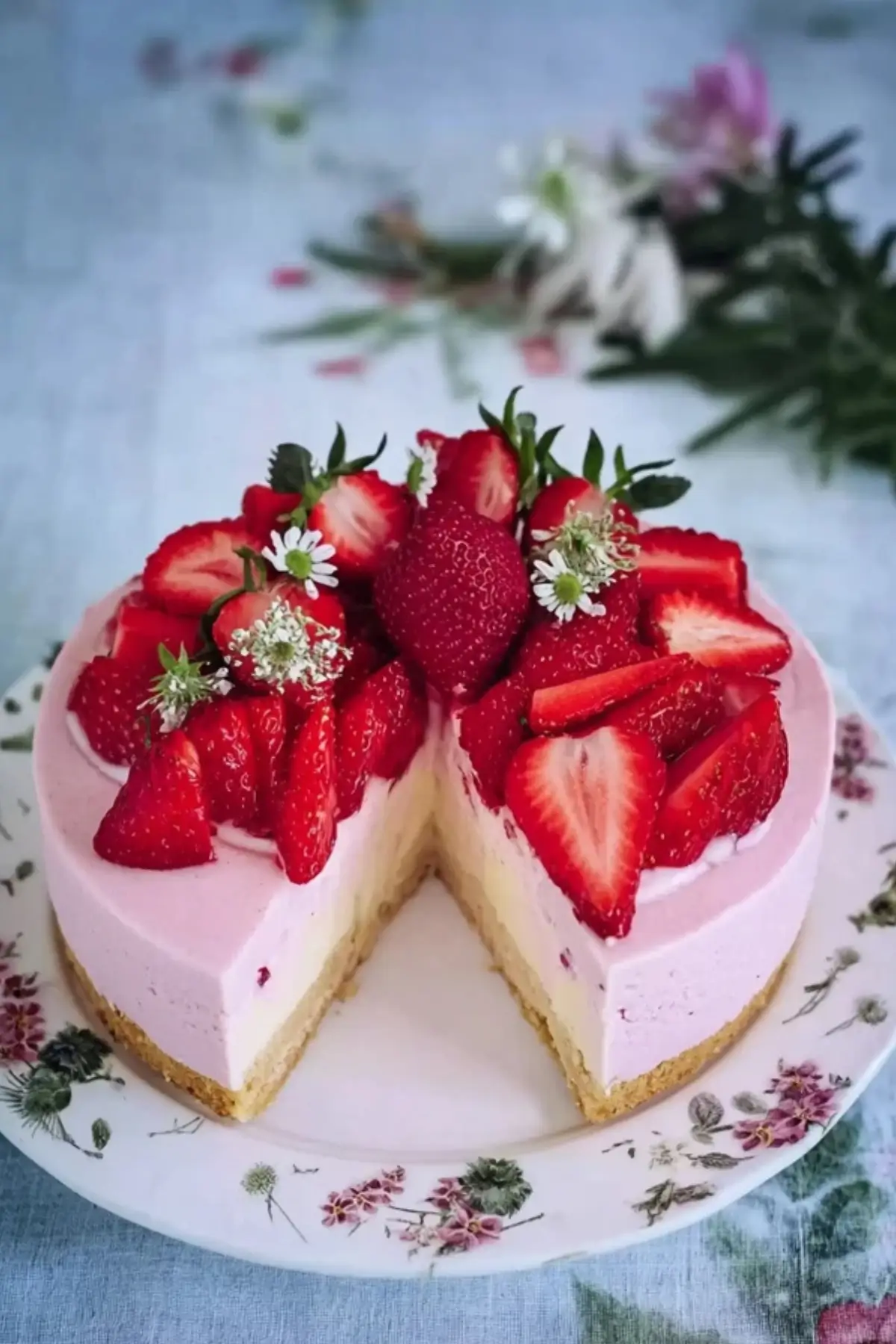 Erdbeer Buttermilchmousse Kuchen