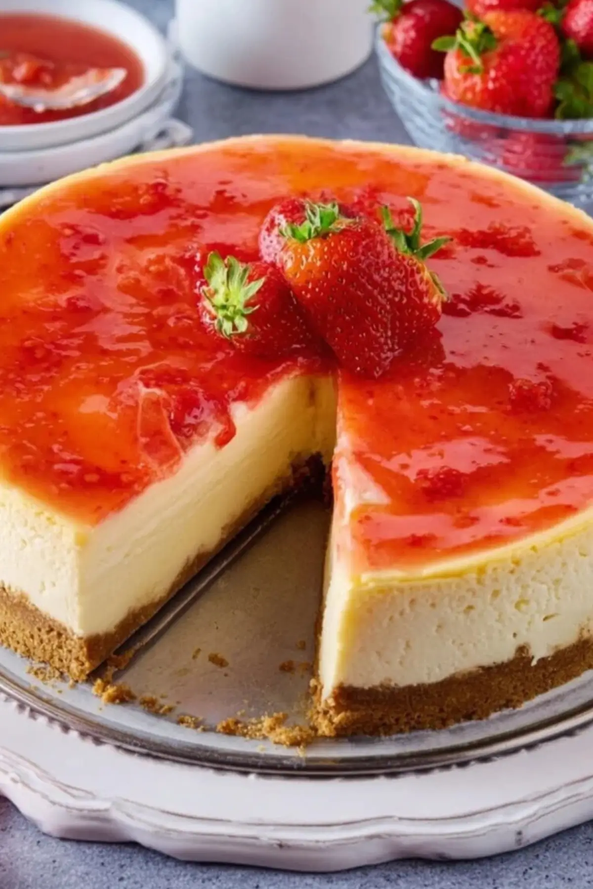 Erdbeer Cheesecake mit Keksboden