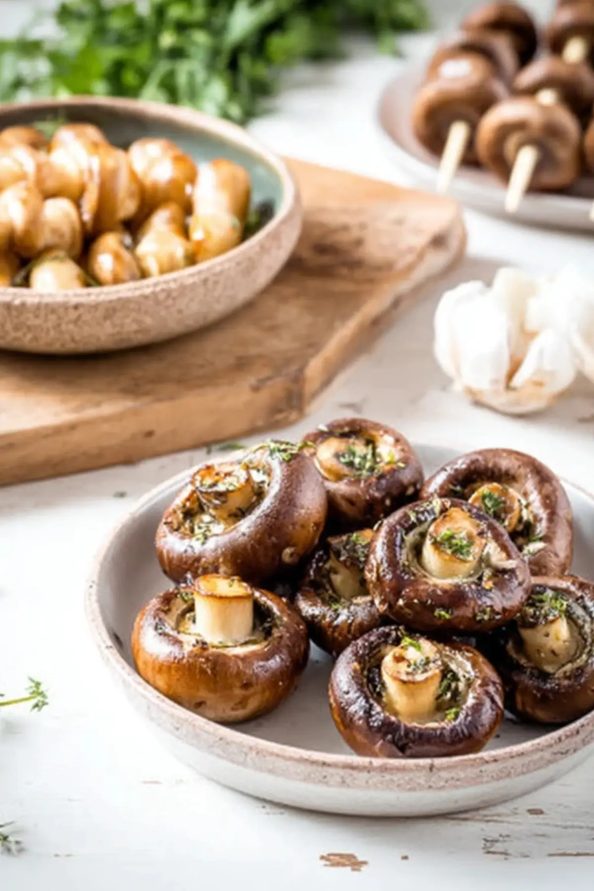 Marinierte Champignon Spieße