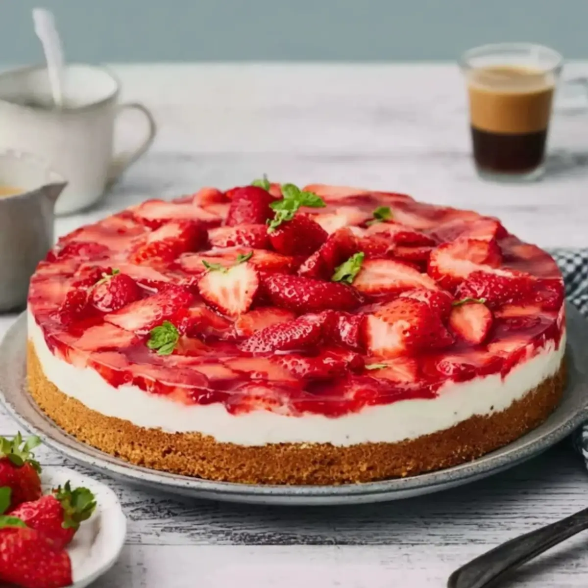 Erdbeerkuchen mit Schmand