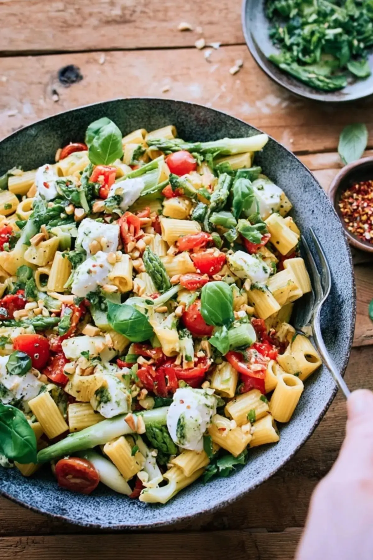 Pasta Spargel Salat mediterran