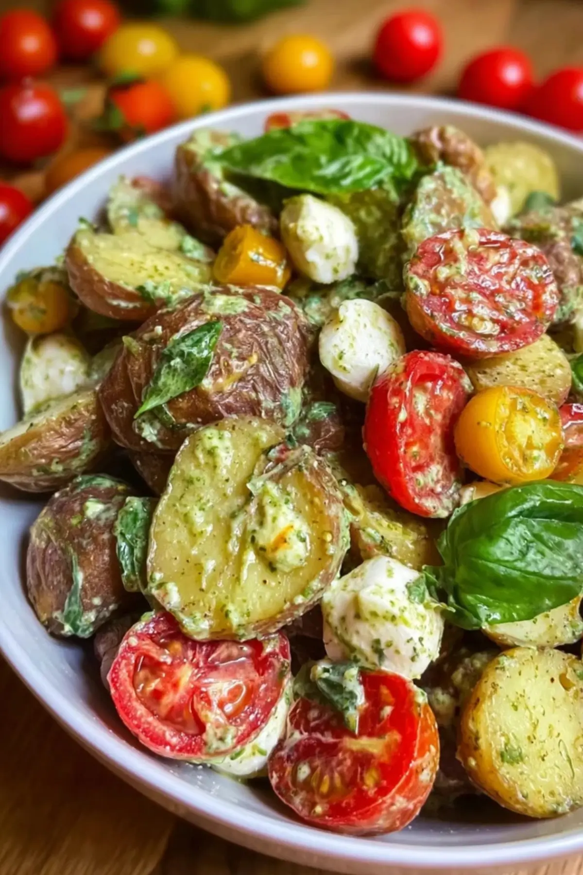 Kartoffelsalat mit Tomaten und Mozzarella