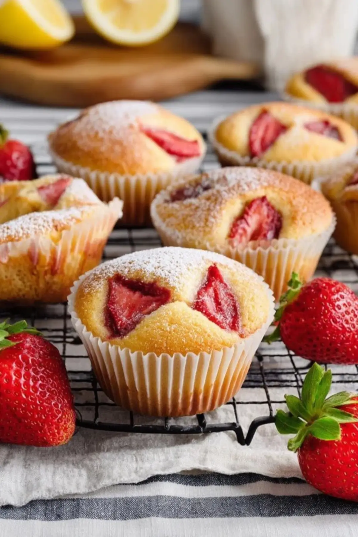 Saftige Erdbeer Muffins mit Zitrone und Vanille