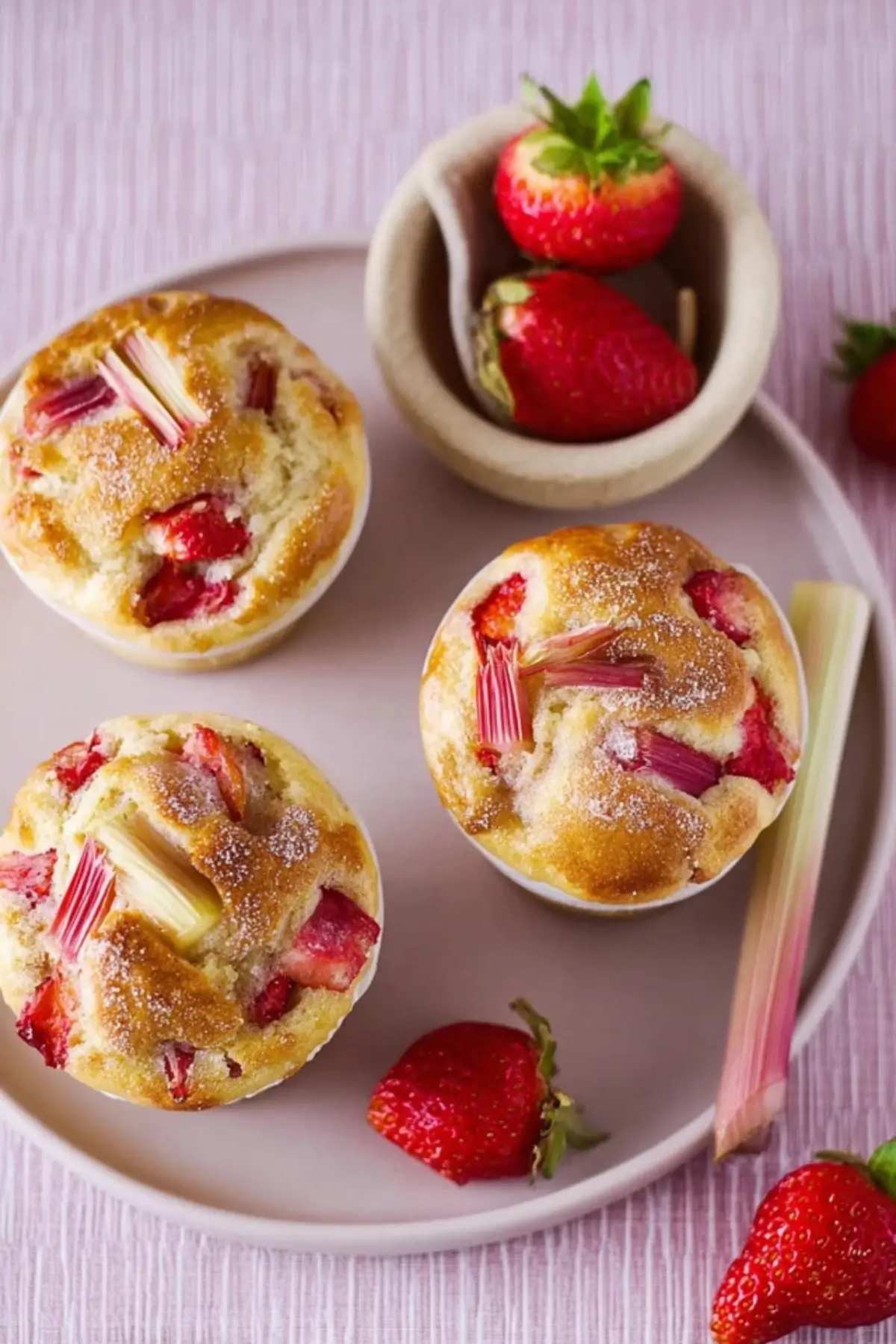 Saftige Erdbeer-Rhabarber Muffins