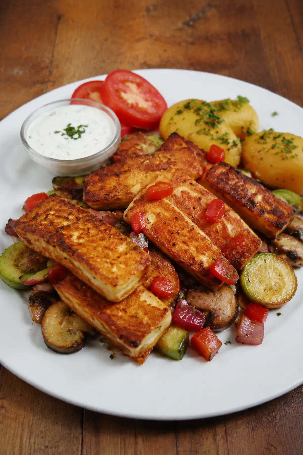 Halloumi Käse mit mediterranem Gemüse