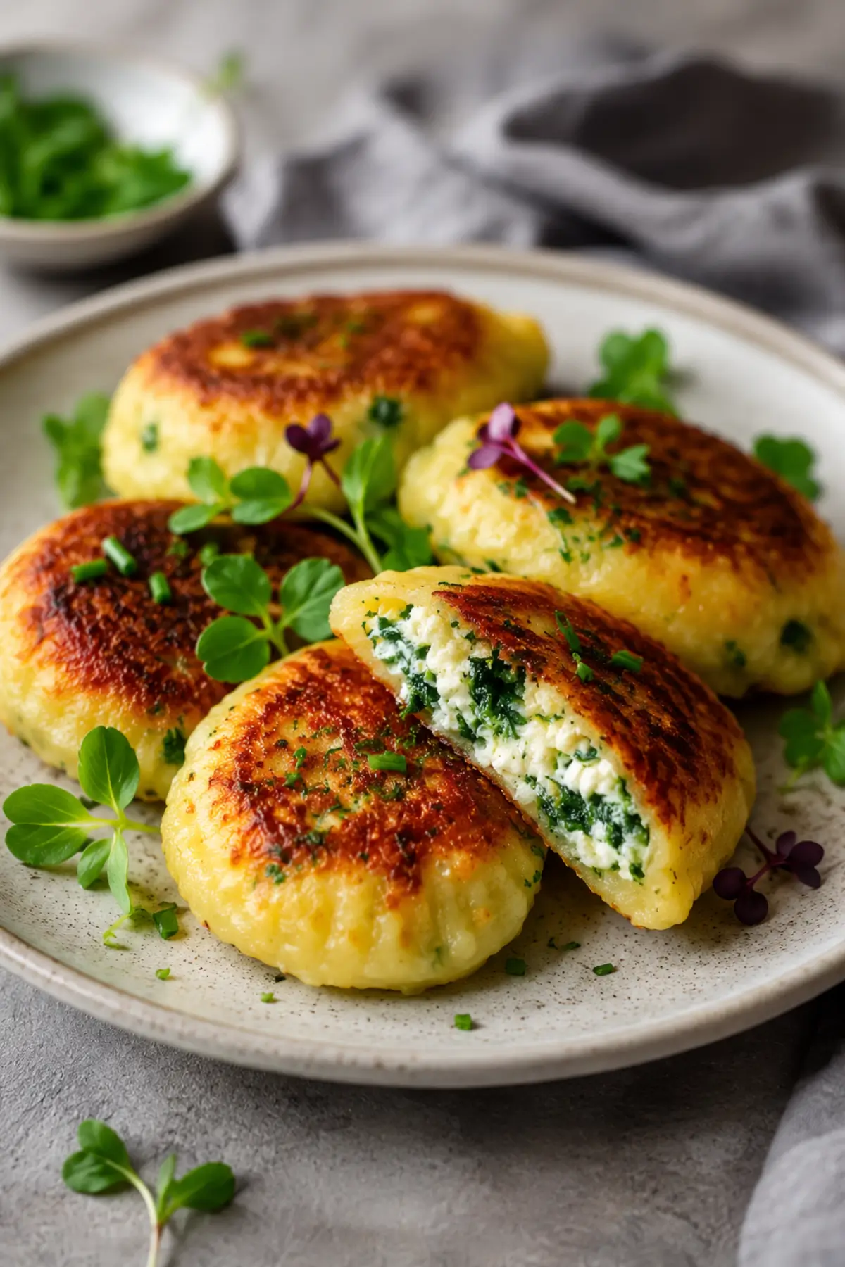 Kartoffeltaschen mit Frischkäse Spinatfüllung